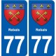 77 Rebais blason autocollant plaque stickers ville