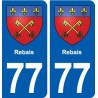 77 Rebais blason autocollant plaque stickers ville