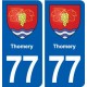 77 Thomery blason autocollant plaque stickers ville