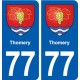77 Thomery blason autocollant plaque stickers ville