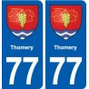 77 Thomery blason autocollant plaque stickers ville