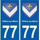 77 Villiers-sur-Morin blason autocollant plaque stickers ville