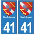 41 Saint-Aignan autocollant plaque blason armoiries stickers département ville