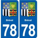78 Bréval blason autocollant plaque stickers ville