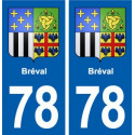 78 Bréval blason autocollant plaque stickers ville