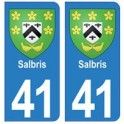 41 Salbris autocollant plaque blason armoiries stickers département ville