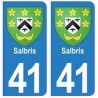 41 Salbris autocollant plaque blason armoiries stickers département ville