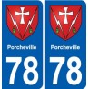 78 Porcheville blason autocollant plaque stickers ville