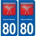 80 Ailly-sur-Somme blason autocollant plaque stickers ville
