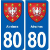 80 Airaines blason autocollant plaque stickers ville