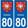80 Airaines blason autocollant plaque stickers ville