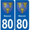 80 Beauval blason autocollant plaque stickers ville