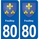80 Fouilloy blason autocollant plaque stickers ville