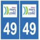 49 Maine et Loire autocollant plaque