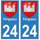24 Perigueux autocollant plaque blason armoiries stickers département