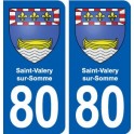 80 Saint-Valery-sur-Somme escudo de armas de la etiqueta engomada de la placa de pegatinas de la ciudad