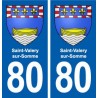 80 Saint-Valery-sur-Somme escudo de armas de la etiqueta engomada de la placa de pegatinas de la ciudad