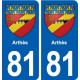 81 Briatexte blason autocollant plaque stickers ville