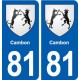 81 Cambon blason autocollant plaque stickers ville