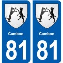 81 Cambon blason autocollant plaque stickers ville