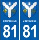 81 Coufouleux escudo de armas de la etiqueta engomada de la placa de pegatinas de la ciudad