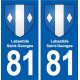 81 Labastide-Saint-Georges escudo de armas de la etiqueta engomada de la placa de pegatinas de la ciudad