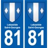 81 Labastide-Saint-Georges escudo de armas de la etiqueta engomada de la placa de pegatinas de la ciudad