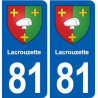 81 Lacrouzette  blason autocollant plaque stickers ville