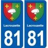 81 Lacrouzette  blason autocollant plaque stickers ville