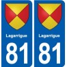 81 Lagarrigue blason autocollant plaque stickers ville