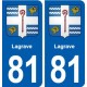 81 Lagrave blason autocollant plaque stickers ville