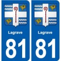 81 Lagrave blason autocollant plaque stickers ville