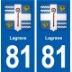 81 Lagrave blason autocollant plaque stickers ville