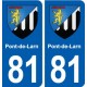 81 Pont-de-Larn blason autocollant plaque stickers ville