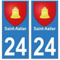 24 de Saint-Astier de la etiqueta engomada de la placa de escudo de armas el escudo de armas de pegatinas departamento
