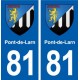 81 Pont-de-Larn blason autocollant plaque stickers ville
