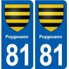 81 Puygouzon blason autocollant plaque stickers ville
