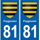 81 Puygouzon blason autocollant plaque stickers ville