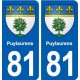 81 Puylaurens blason autocollant plaque stickers ville