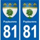 81 Puylaurens blason autocollant plaque stickers ville