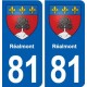 81 Réalmont  blason autocollant plaque stickers ville