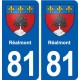 81 Réalmont  blason autocollant plaque stickers ville