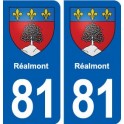 81 Réalmont  blason autocollant plaque stickers ville