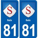 81 Saïx blason autocollant plaque stickers ville