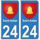 24 Saint-Astier autocollant plaque blason armoiries stickers département