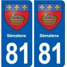81 Sémalens blason autocollant plaque stickers ville