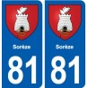 81 Sorèze blason autocollant plaque stickers ville