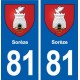 81 Sorèze blason autocollant plaque stickers ville