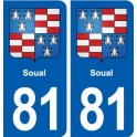 81 Soual blason autocollant plaque stickers ville