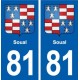 81 Soual blason autocollant plaque stickers ville